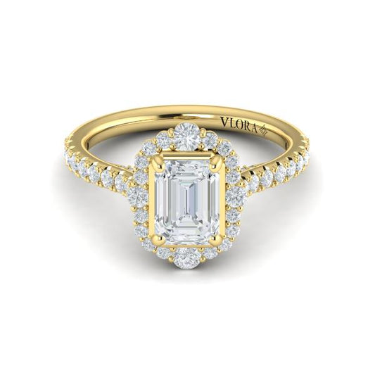 Cathedral Arch Halo Emerald Cut Engagement Ring