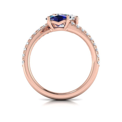 Kissing Diamond and Sapphire Engagement Ring