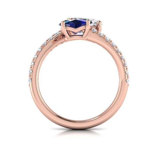 Kissing Diamond and Sapphire Engagement Ring