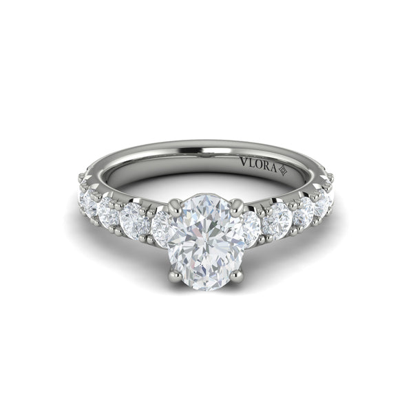 Oval Classic Engagement Ring in Platinum by Vlora Bridal