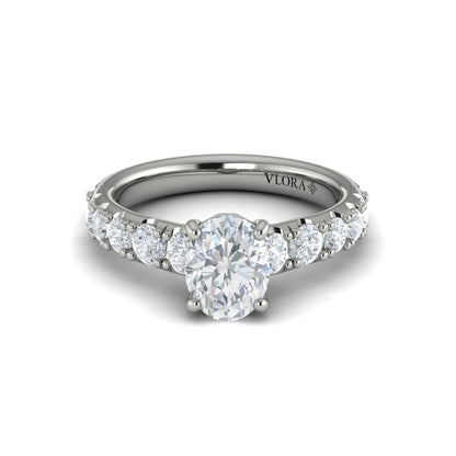 Oval Classic Engagement Ring in Platinum by Vlora Bridal