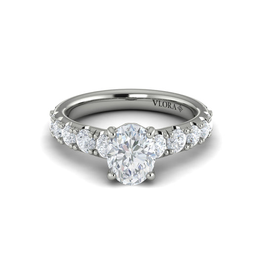 Oval Classic Engagement Ring in Platinum by Vlora Bridal