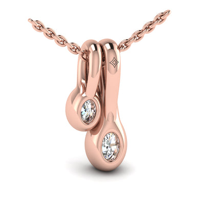 Bezel‑set Oval Diamond Double‑Drop Necklace