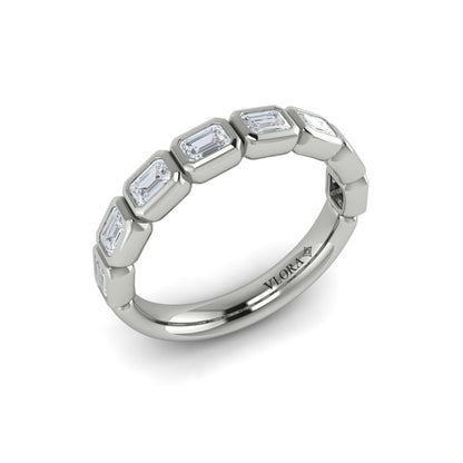 Matching Band for Emerald Cut Bezel Engagement Ring with Bezel Set Accent Diamonds