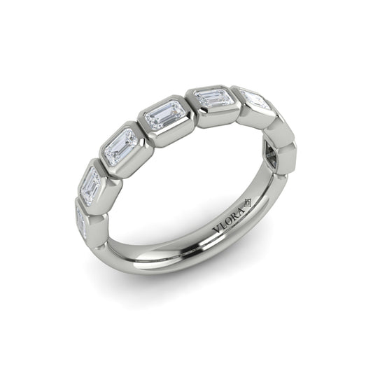 Matching Band for Emerald Cut Bezel Engagement Ring with Bezel Set Accent Diamonds