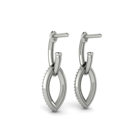 Open Navette Silhouette wtih Diamonds Earrings