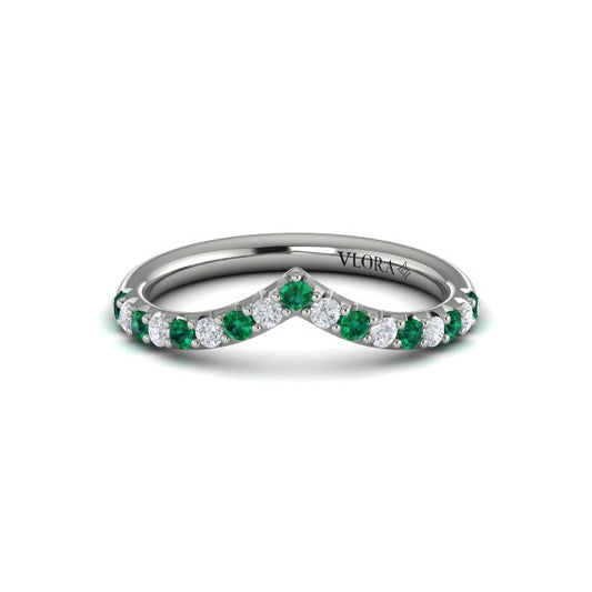 Emerald and Diamond Contour Band