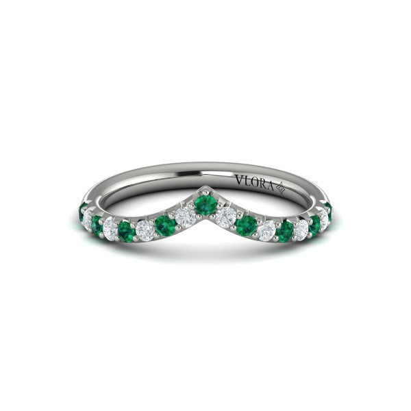 Emerald and Diamond Contour Band