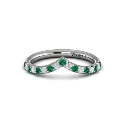 Emerald and Diamond Contour Band