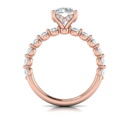 Classic Round Engagement Ring with Floating Diamond Band