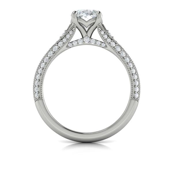 Oval Classic, Modern Vintage, Split Shank Engagement Ring in Platinum by Vlora Bridal