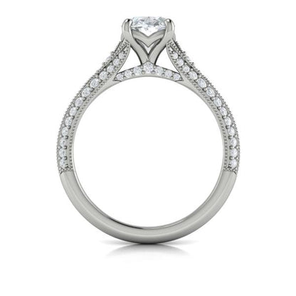 Oval Classic, Modern Vintage, Split Shank Engagement Ring in Platinum by Vlora Bridal