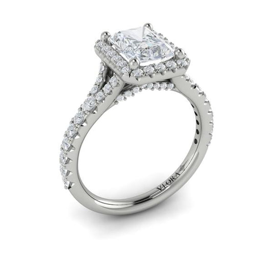 Elegant Halo Emerald Cut Engagement Ring