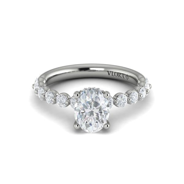Classic Oval Engagement Ring with Floating Diamond Band