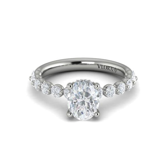 Classic Oval Engagement Ring with Floating Diamond Band