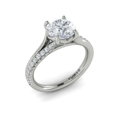 Round Classic, Split Shank Engagement Ring in Platinum by Vlora Bridal