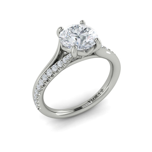 Round Classic, Split Shank Engagement Ring in Platinum by Vlora Bridal
