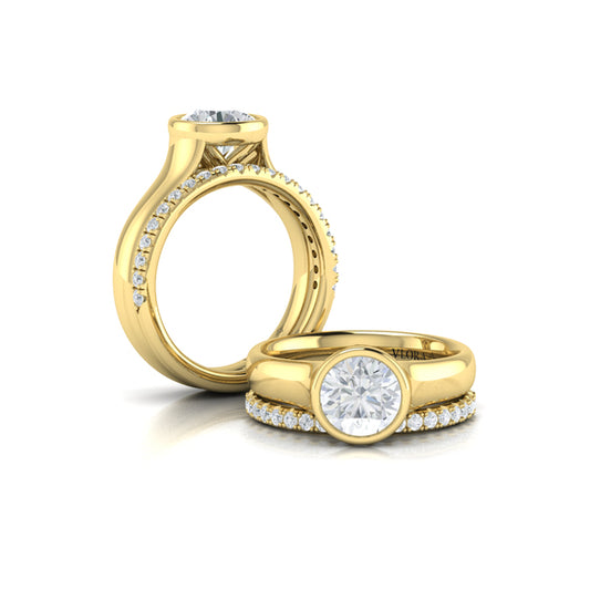 Contoured Bezel Diamond Engagement Ring