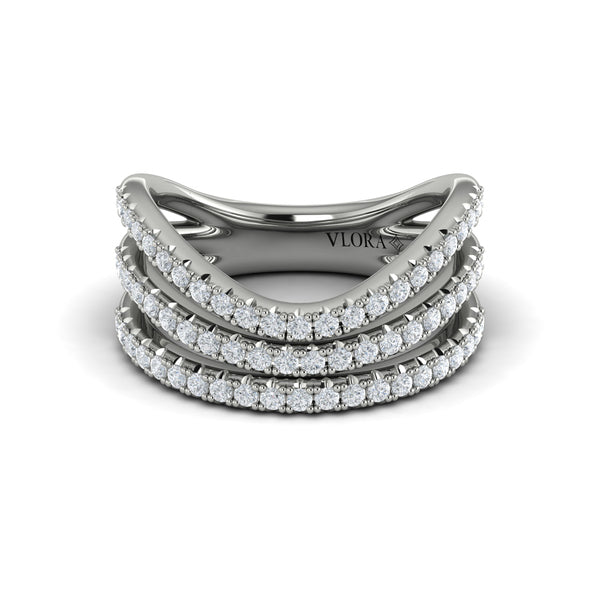 Diamond Multi-Row Curved Statement Ring