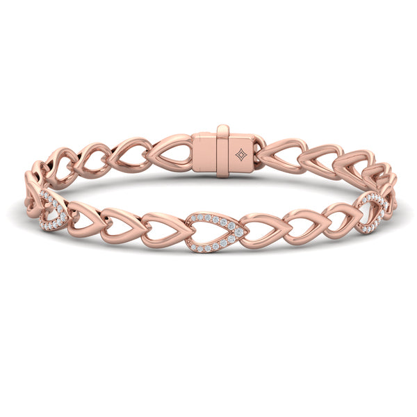 Diamond Open Tear Drop and Multi Tear Drop Link Bracelet