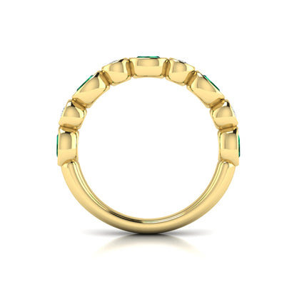 Oval and Round Bezel Set Diamond and Emerald Ring