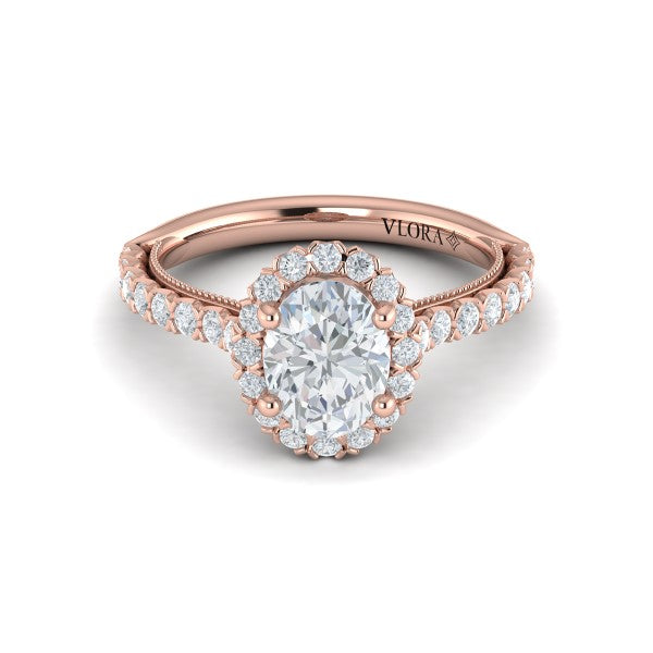 Floral Halo Oval Engagement Ring