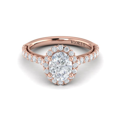 Floral Halo Oval Engagement Ring