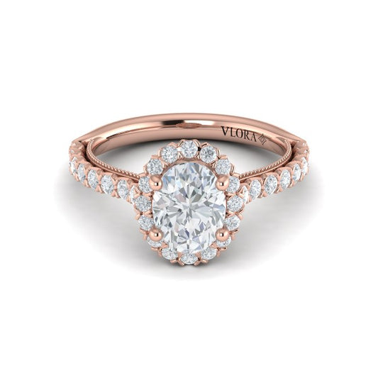 Floral Halo Oval Engagement Ring