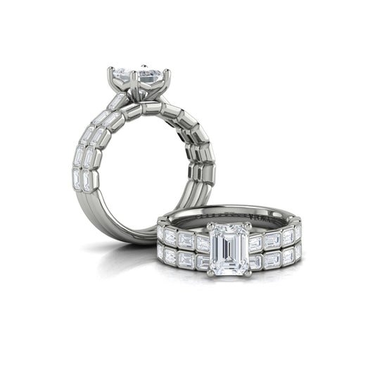 Bezeled Emerald Cut Engagement Ring