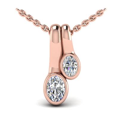 Bezel‑set Oval Diamond Double‑Drop Necklace
