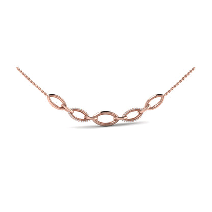 Open Navette Silhouette Alternating Diamonds Necklace