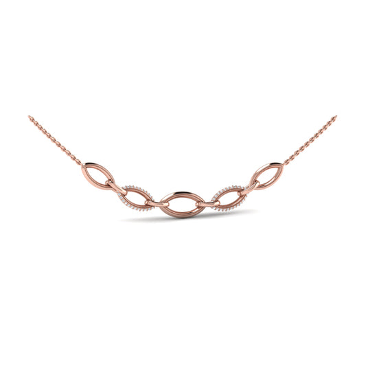 Open Navette Silhouette Alternating Diamonds Necklace