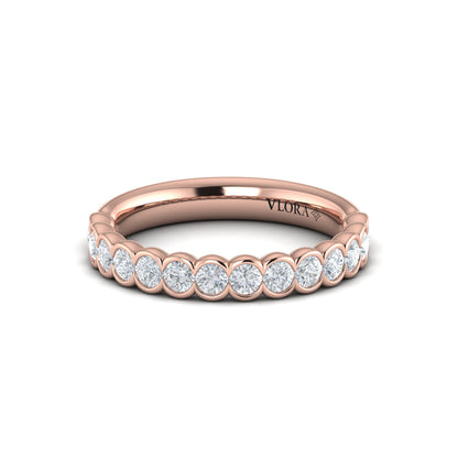 Matching Band for Round Diamond Engagement Ring with Bezel-Set Diamond Band
