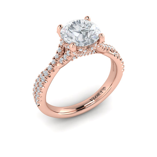 Woven Pave Round Diamond Engagement Ring