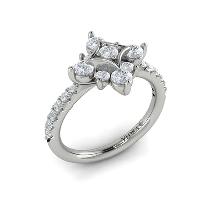 Floating Diamond Floral and Vlora Star Ring