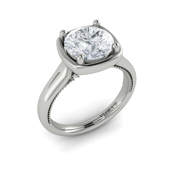 Round Classic Engagement Ring in Platinum by Vlora Bridal