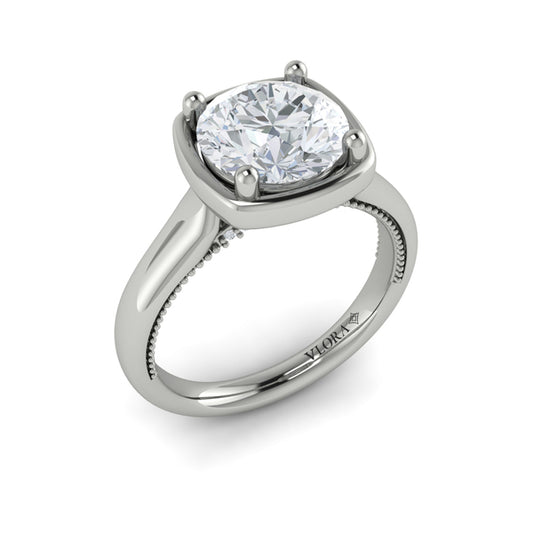 Round Classic Engagement Ring in Platinum by Vlora Bridal