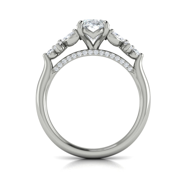 Floral Marquise Cluster Oval Engagement Ring