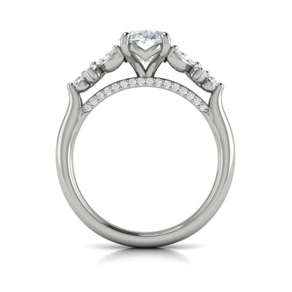 Floral Marquise Cluster Oval Engagement Ring