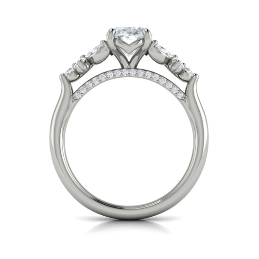 Floral Marquise Cluster Oval Engagement Ring