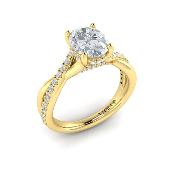 Entwined Oval Hidden Halo Engagement Ring