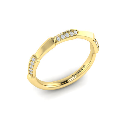 Geometric Pavé Diamond Band