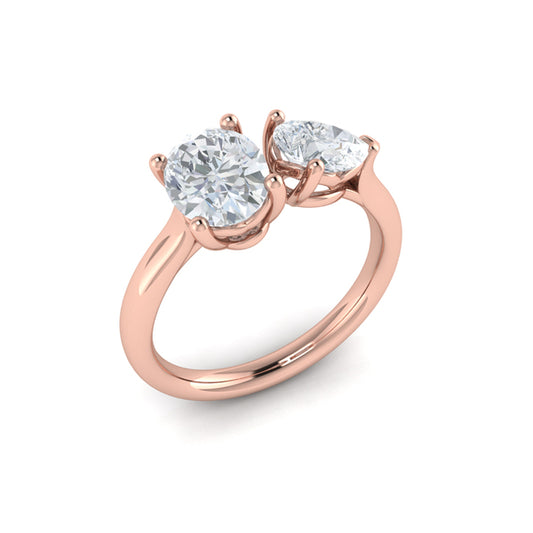 Duet Oval and Pear Two Stone Engagement Ring