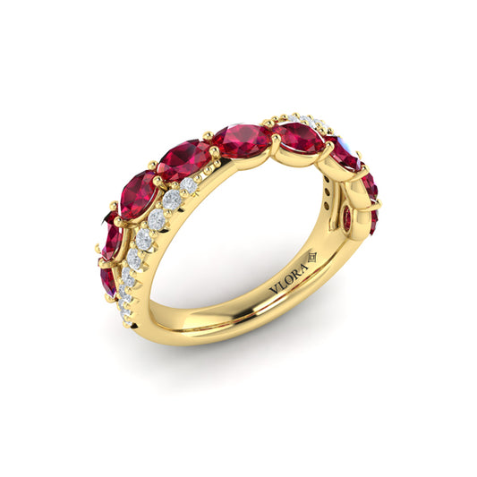 Multi Diamond and Ruby Twist Statement Ring