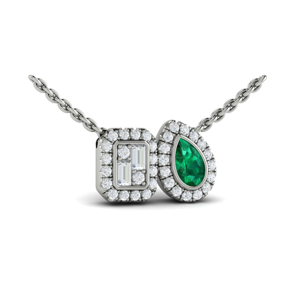 Diamond and Emerald Toi et Moi Pendant