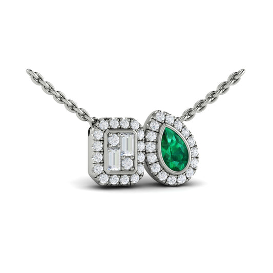 Diamond and Emerald Toi et Moi Pendant
