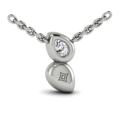 Pear Shaped Diamond Bezel‑Set Two‑Stone Sculpted Necklace