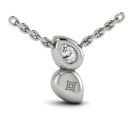 Pear Shaped Diamond Bezel‑Set Two‑Stone Sculpted Necklace
