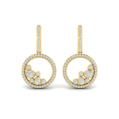 Pavé Halo and Bezel Set Diamond Circle Earrings