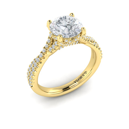 Woven Pave Round Diamond Engagement Ring